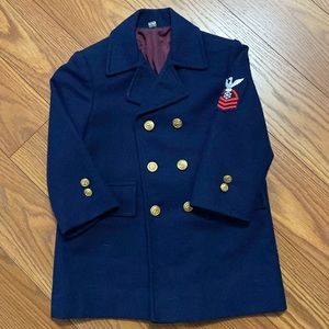 🌞Fieldston double breasted boys wool dress coat US Navy patch nautical 4